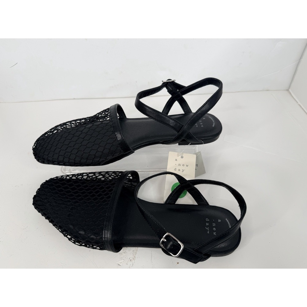 A‎ New Day Women's Vanna Fishnet Mesh Slingback Flats Memory Foam Insole Sz 10